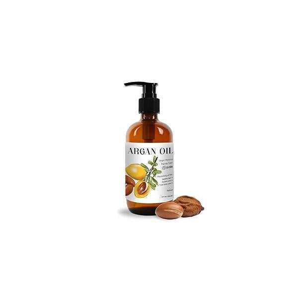 Argan Oil for Hair Growth 8oz (Aceite de Argan) - 100% Pure Cold Pressed Moroccan with Pump Suitable Colored & Damaged Face, Body Oils, Nail Scalp