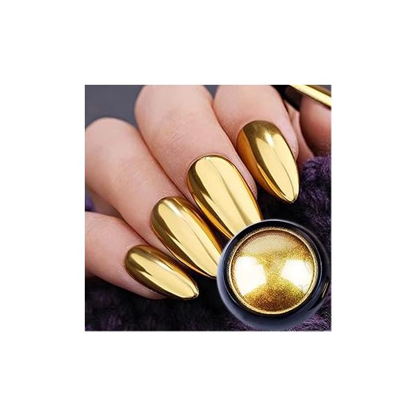 Holographic Mirror Gold Nail Chrome Powder Effect Metallic Dust Sequins UV Gel Pigment for Art Decoration, Nails