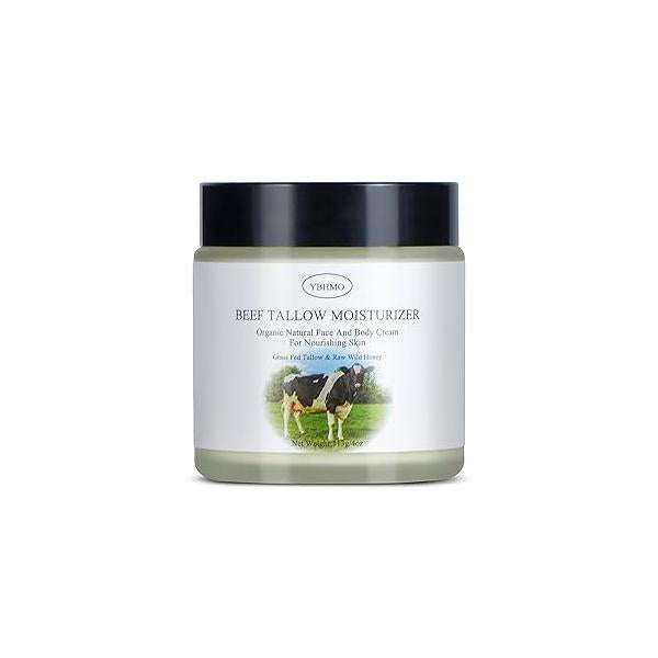 Beef Tallow Moisturizer,Beef for Skin,Organic Grass Fed with Raw Honey Moisturizing Cream, Whole Body & Face Moisturizer（4oz）