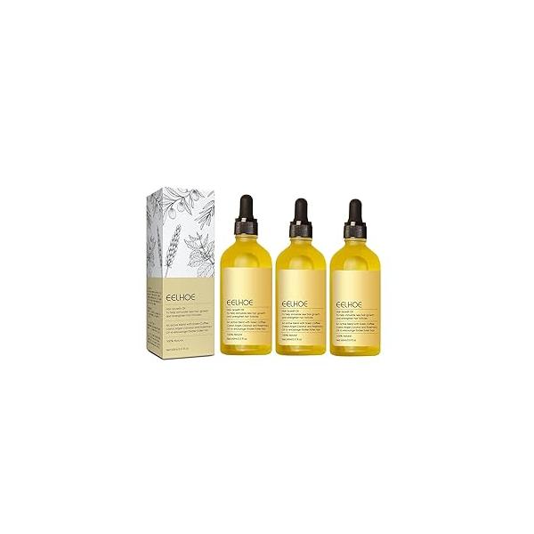 180ML Veganic Natural Hair Growth Oil, Rosemary Scent for Growth, Organic, Dry Damaged and Thin (3PCS)