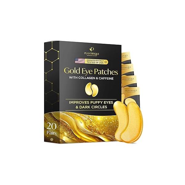 PLANTIFIQUE Superfood Under Eye Patches - 24 Pairs with Hyaluronic Acid for Dark Circles & Puffy Eyes Anti-Aging Skincare Gel Mask, Gift Women Men