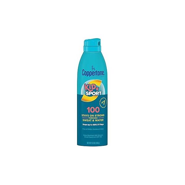 Coppertone SPORT Kids Sunscreen Spray SPF 100, Water Resistant, Continuous for Kids, Broad Spectrum 5.5 Oz