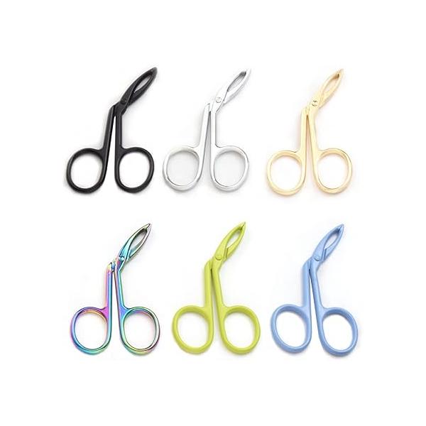 6 Pieces Scissors Shaped Eyebrow Tweezers Slanted Tip Stainless Steel Scissor Handle Brow Hair Remover Multicolors