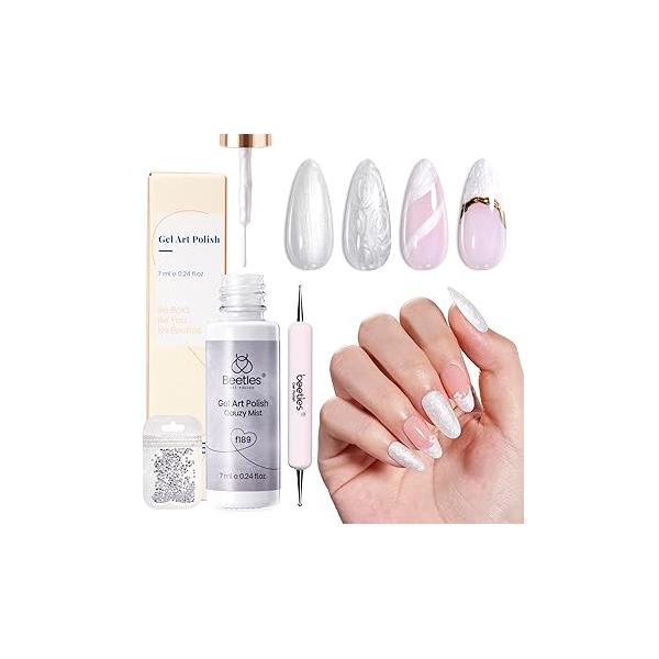 Beetles Nail Stamp, 4Pcs French Tip Tool Easy Manicure Stamper Single Head Soft Silicone Long & Short Stamp with 2Pcs Scraper Decorations Gift for Women