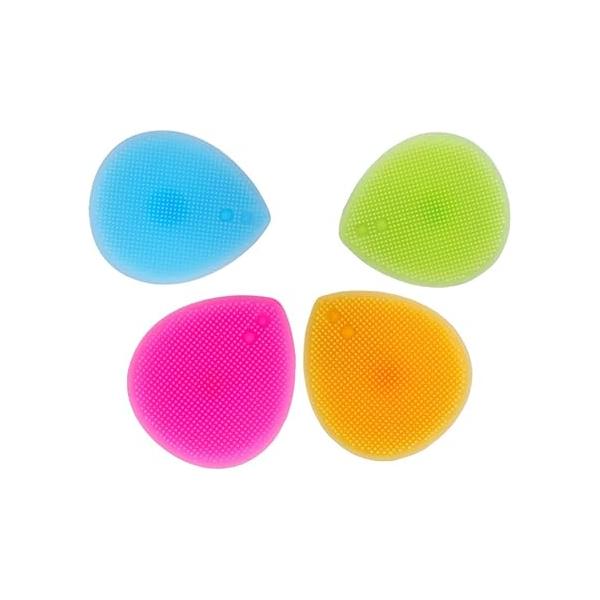 4pcs Silicone Face Scrubbers Heart Shape Blackhead Cleansing Brush with Suction Cup for Pore Removing Blackheads (Orange,Rose,Blue,Green)