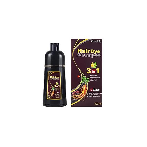 Black Hair Dye Shampoo for Gray Hair, Semi-Permanent Color Women and Men, Herbal No Ammonia, 3 in 1-100% Grey Coverage(16.9 Fl oz)