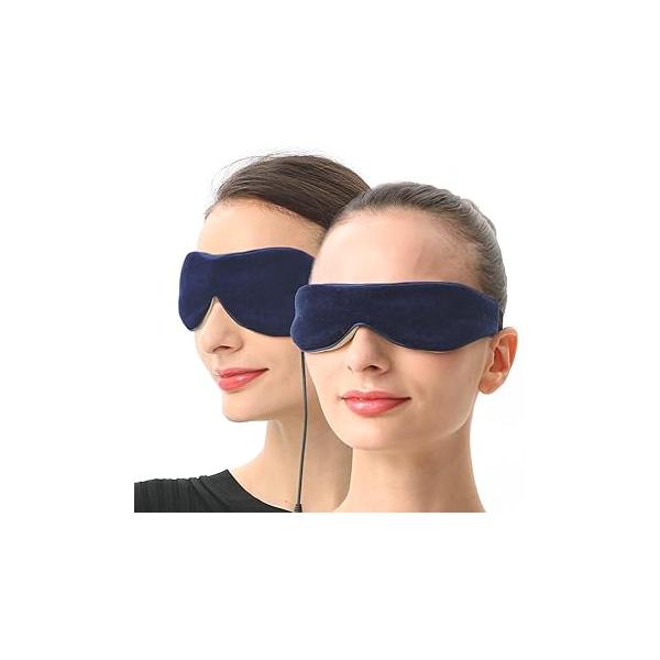 Aroma Season Electric Heated Eye Mask & Microwavable Heat Compress with Flaxseed for Dry Eyes, SPA Warm Mask, Relief Fatigue (2 Packs) Blue