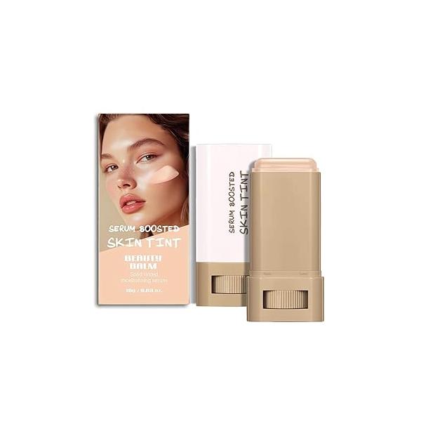 2 Pcs Foundation Stick Beauty Balm Serum Boosted Skin Tint Solid Tinted Moisturizing Contour for Women Natural Finish Makeup (#03, 0.63 OZ)
