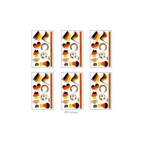6 Sheets Brazil Flag Temporary Face Tattoos Stickers for Adults And Kids, World Cup Football Match Marathon Games Party