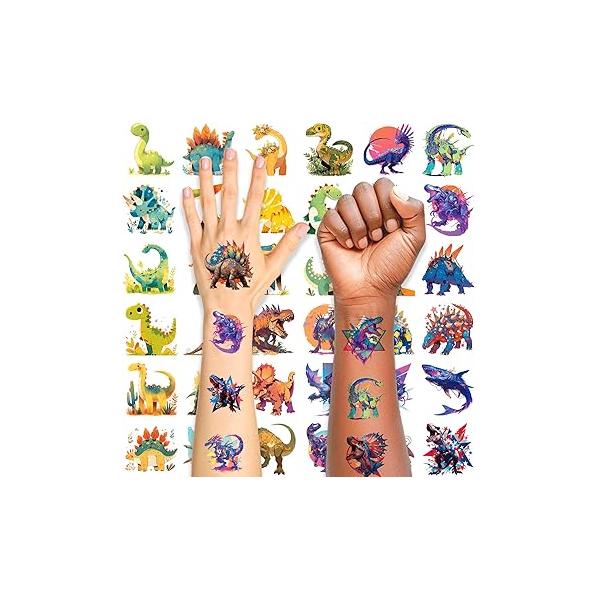 Aresvns Dinosaur Temporary Tattoo for Kids, 117 Sheets Fake tattoo Girls Boy Body Arm Shoulder Tattoos Stickers, Birthday Party Decoration Supplies Gifts Children
