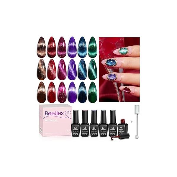 Beetles Jelly Gel Nail Polish, 6 Colors Milky White Sheer Pink Nude Brown Translucent Polish Art Manicure Salon DIY Uv Lamp Cured Design Decoration Home -Colorful Bottle