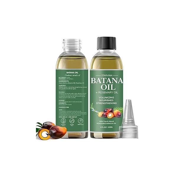 Batana Oil for Hair Growth, Dr Sebi Organic Honduras 100% Pure Natural Cold Pressed Unrefined, Promotes Growth and Thicker, Stronger Men & Women 4oz