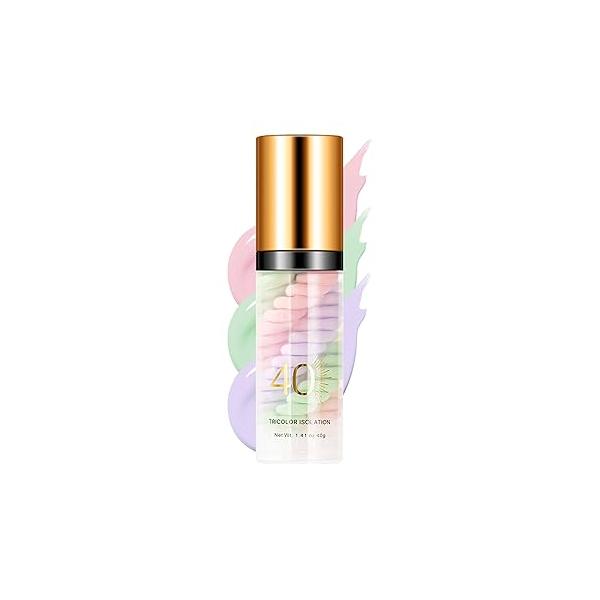 2 Pcs One Step Color Corrector,Natural Isolation Cream,Face Primer Makeup Tricolor Tinted Moisturizer,Oil Control & Moisturizing Skin Tone Correcting and Brightening Concealer Foundation