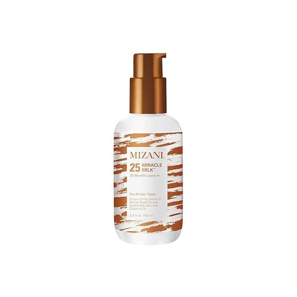 Mizani 25 Benefit Miracle Milk Leave in Conditioner - Heat Protectant & Detangler Spray, With Coconut Oil, For Frizzy Curly Hair