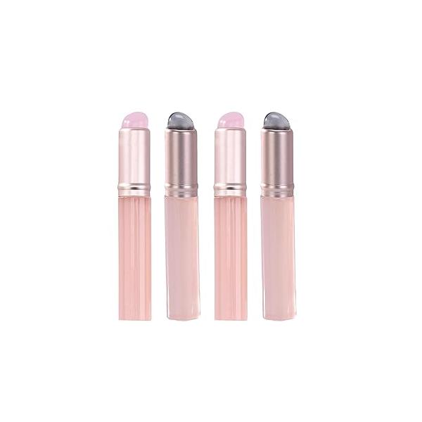 4pcs Silicone Lip Brush With Cap - Reusable Makeup Applicator for Lipstick, Concealer, Mask Balm Round Head Portable Brushes Lids