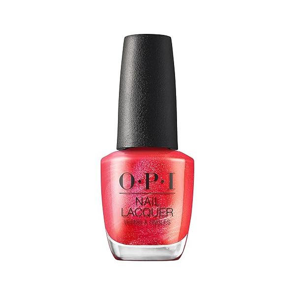 OPI Nail Lacquer Polish | Opaque Bright Red Shimmer Chip Resistant Vegan, Fast Drying, Streak Free
