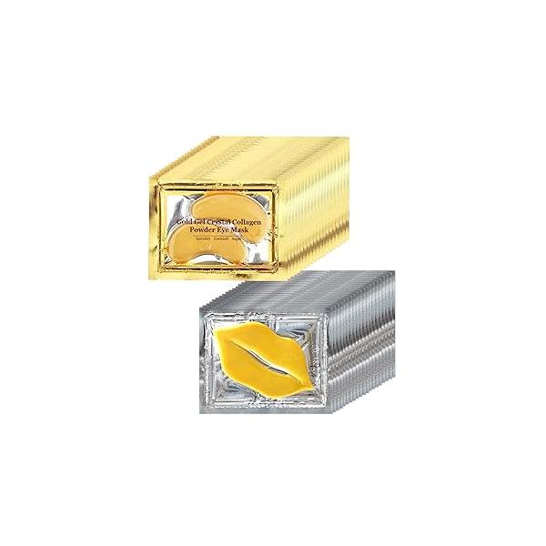 40 Pairs Peach Red Lip Masks & Eye Masks, 24K Gold Gel Collagen Patches for Puffy Eyes, Dark Circles, Wrinkles and Bags, Crystal Mask Set Women Men