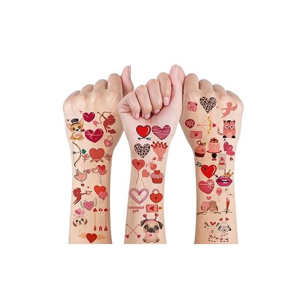 80 Pieces Heart Tattoo Assorted Tattoos Valentines Day Red Temporary Waterproof Temp Hearts Love Fake Valentine for Kids Decal Stickers Women