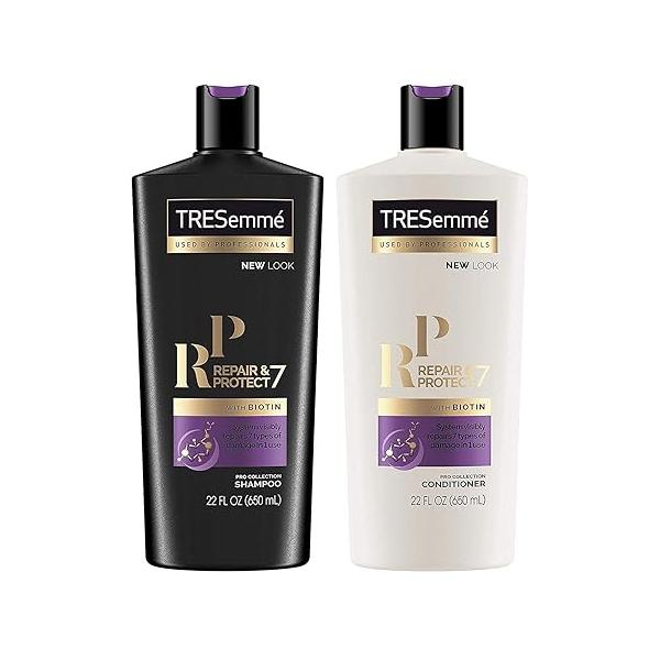 TRESemme Shampoo and Conditioner Set, Repair & Protect 7 with Biotin, Visibly Repairs Types of Styling Damage Strengthens Hair, 22 Fl Oz each