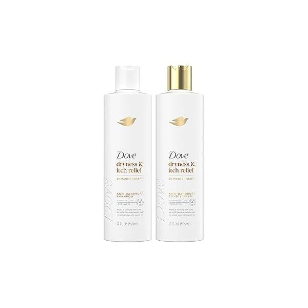 Dove Shampoo and Conditioner Set - DermaCare Scalp Dryness & Itch Relief, Pyrithione Zinc Conditioner, Anti-Dandruff, Anti-Frizz, Smoothing Hair Care, 12 Oz (2 Piece Set)