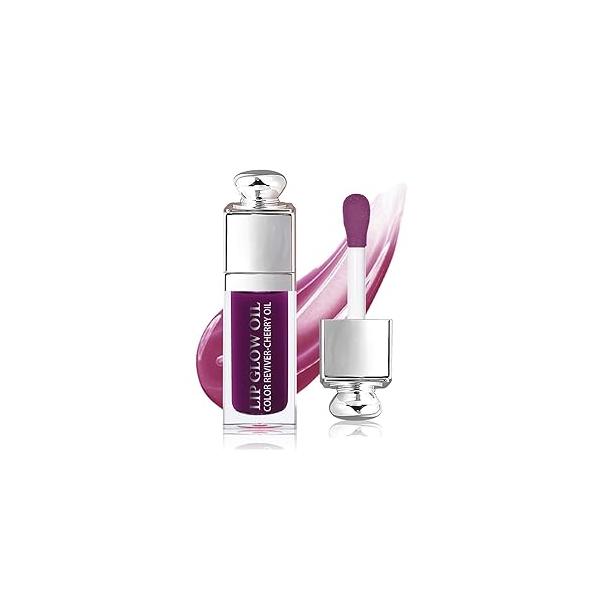 Hydrating Lip Glow Oil, Oil Gloss Transparent Toot Tinted Nourishing Long Lasting Repairing Lightening Lines (CHERRY) 0.2 OZ