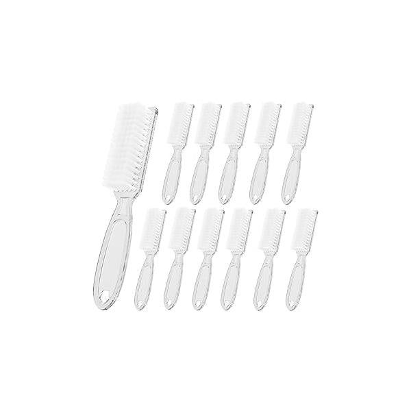 12 Pcs Handle Grip Cleaning Brushes, Hand Fingernail Nail Scrub Manicure Brush Pedicure Brush, Use for Toe and Nails (Clear Pink)