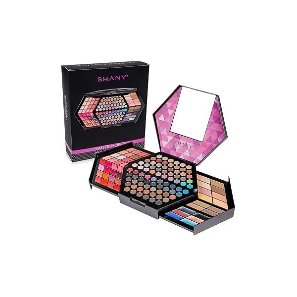 SHANY Haute Honey Makeup Set - All-in-One Kit with 80 Eyeshadows, 32 Lip Colors, 6 Gel Eyeliners, 4 Face Powders, Blushes, and Eyebrow Powders