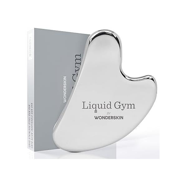 Wonderskin Liquid Gym Gua Sha Face Sculpting Tool, Facial Roller to Reduce Tension, Puffiness & Wrinkles, Skin Care Tool and Jawline Sculptor, Stainless Steel Massager