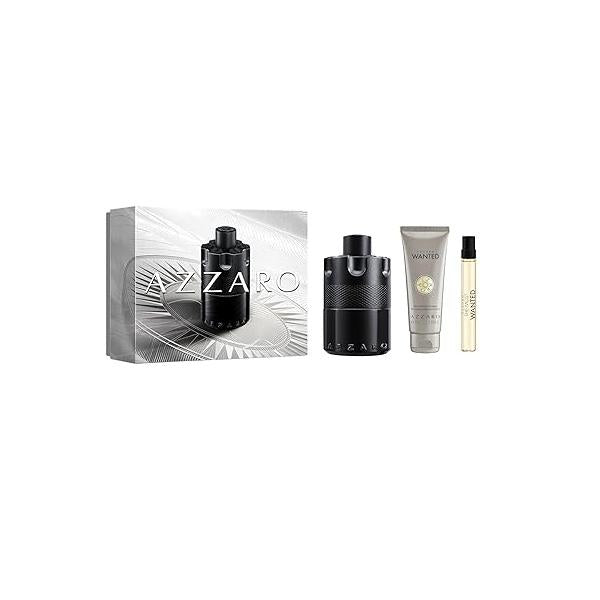 Azzaro The Most Wanted Eau de Parfum Intense - Seductive Mens Cologne Gift Set 3-Piece Includes Full Size Fragrance (100ml) + Travel Spray (10ml) Hair & Body Wash (75ml) Gifts for Men