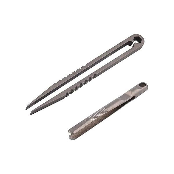 2 PCS Mini Titanium Tweezers Tool .Ultralight and Portable EDC Tweezers,Easy to Hold,And Use for Precision Splinter Removal or Holding Small Parts.