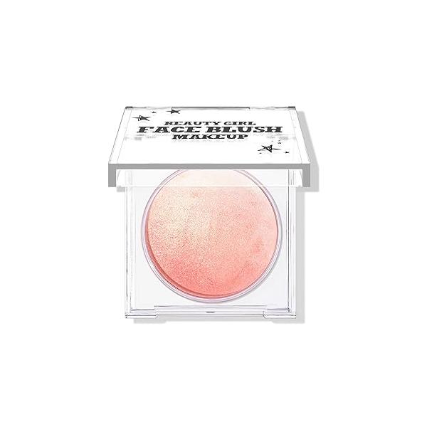 KYDA Pink Baked Blush, Glow Powder for Blush and Highlighter, High Glossy Finish, Lightweight Blendable Shimmer Blusher, Multiuse Powder, 0.53 oz