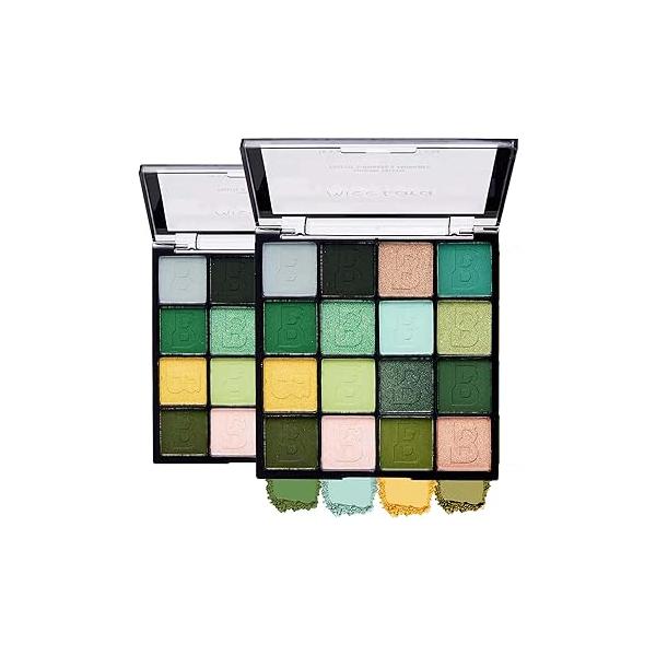16 Color Green Shimmer Matte Eyeshadow Palette, Highly Pigmented, Long Lasting, Waterproof