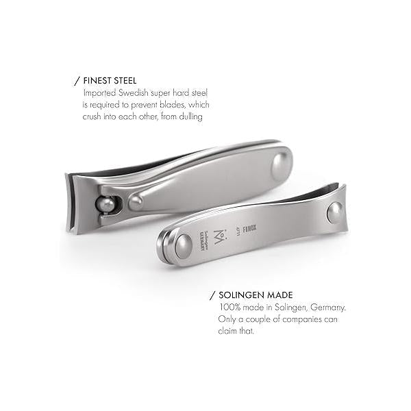 GERMANIKURE 4pc Manicure Set in Purple Suede Case - FINOX Stainless Steel Tools Made Germany, Glass Nail Care Supplies Czech Republic - Professional Cuticle and Kit