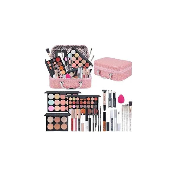 Professional Makeup Kit,Makeup kit For Girls, Set Women Eyeshadow Palettes, Lip Colors, brush set,Makeup bag (Pink)