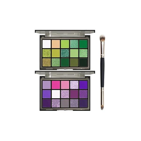 UCANBE Red Eyeshadow Makeup Palette, 15 Colors Burgunry Gray Silver Shimmer Matte Glitter Metallic Eye Shadow Pallet, Pigmented Make Up Kit for Halloween Parties Christmas Joker Vampire Clown