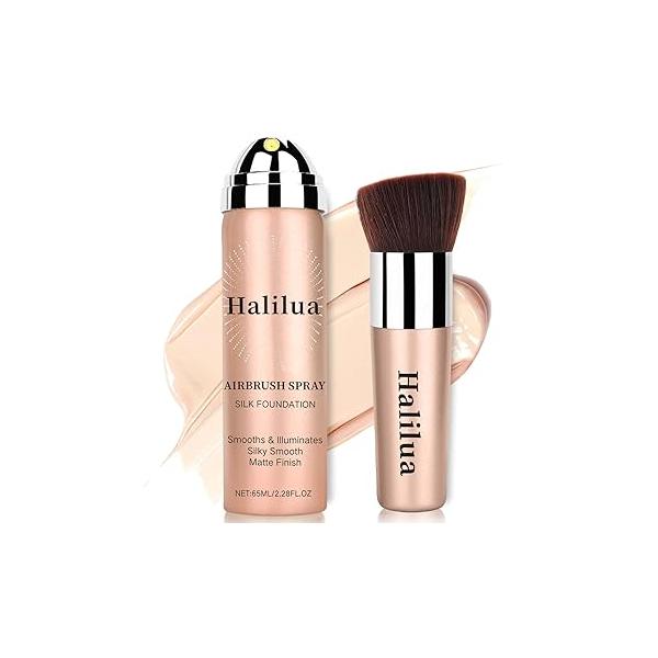 Airbrush Foundation Spray with Brush - Full Coverage Magic Minerals for Smooth Radiant Finish, Concealer Hydrating Makeup a Flawless, Natural Breathable (Natural)