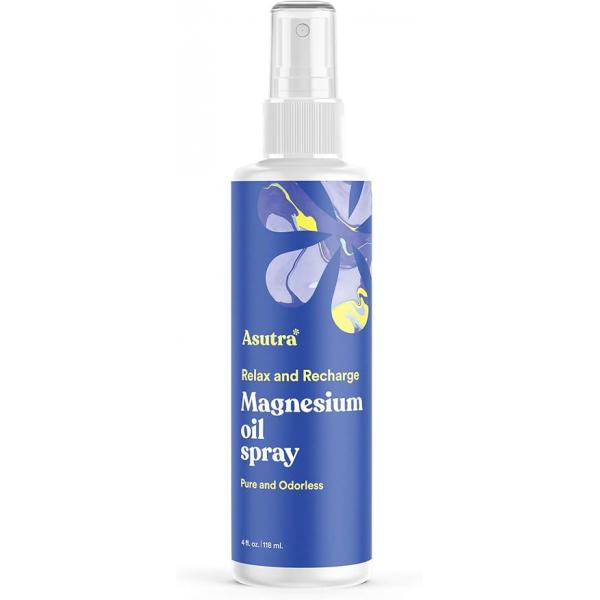 ASUTRA Magnesium Oil Spray, 4 fl oz - Topical Magnesium, Rapid Absorption, Pure, Odorless and Non-Greasy, Derived from Zechstein Seabed