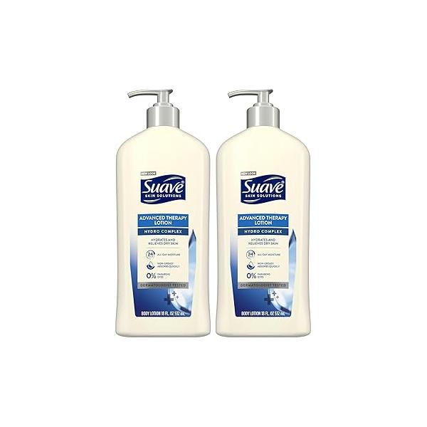 Suave Lotion, Hydro Complex Advanced Therapy 2-Pack - Daily Moisturizing Body Lotion for Dry Skin with Vitamin E, 18 Oz Ea