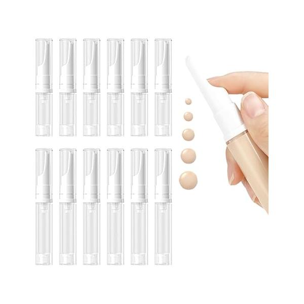 12PCS Empty Airless Pump Bottles, Vacuum Sealer for Jars Lotion Refillable Cosmetic Containers Cream Dispenser Travel Bottle(5ML+10ML)