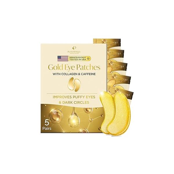 PLANTIFIQUE Superfood Under Eye Patches - 24 Pairs with Hyaluronic Acid for Dark Circles & Puffy Eyes Anti-Aging Skincare Gel Mask, Gift Women Men