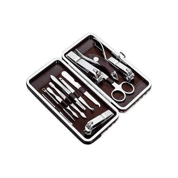 Manicure, Pedicure Kit, Nail Clippers, Professional Grooming Tools with Luxurious Travel Case, Set of 12 … (nail clippers 12pcs)