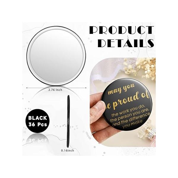 2.76 Inch 36 Pcs Inspirational Compact Mirror Bulk Gifts for Women Mini Pocket Small Employee Round Makeup ‌Christmas Galentines Mothers Coworker Nurse Friends
