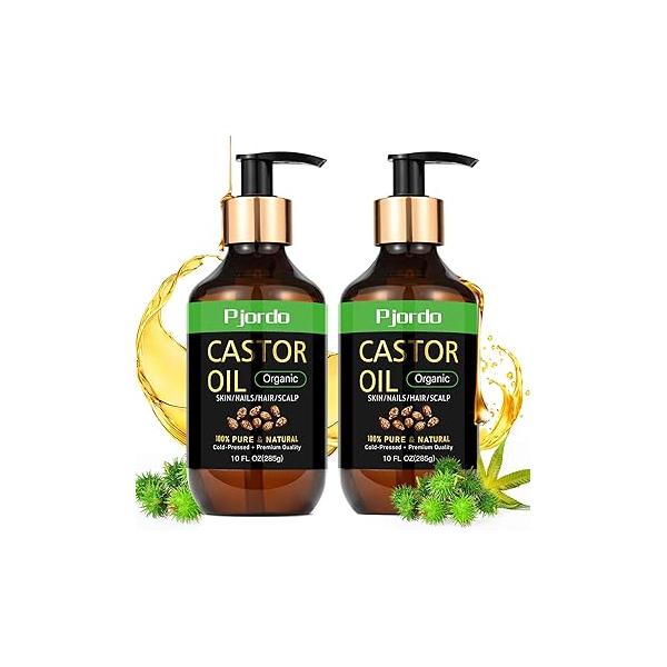Cold Pressed Unrefined Castor Oil - 100% Pure, Hexane-Free for Hair Growth, Thicker Eyelashes & Eyebrows, Skin Moisturizer, 20 fl. oz