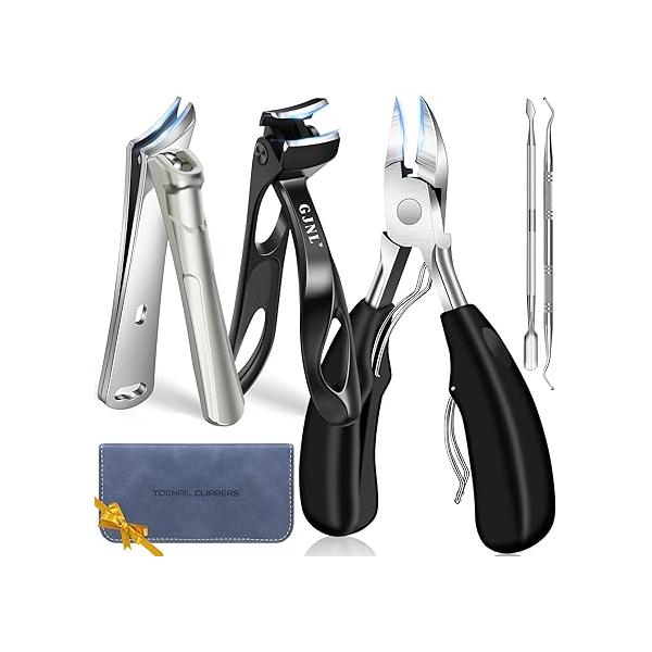 Toenail Clippers for Seniors Thick Nails - Angled Head Large Toe Nail Men, Heavy Duty Ingrown Toenails with Wide Jaw, Sharp Cutter Catcher Long Handle