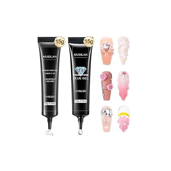 3D Nail Gel Sculpting Art Glue for Designs DIY Clear Builder Craving Molding Polish Painting Drawing Decoration Manicure