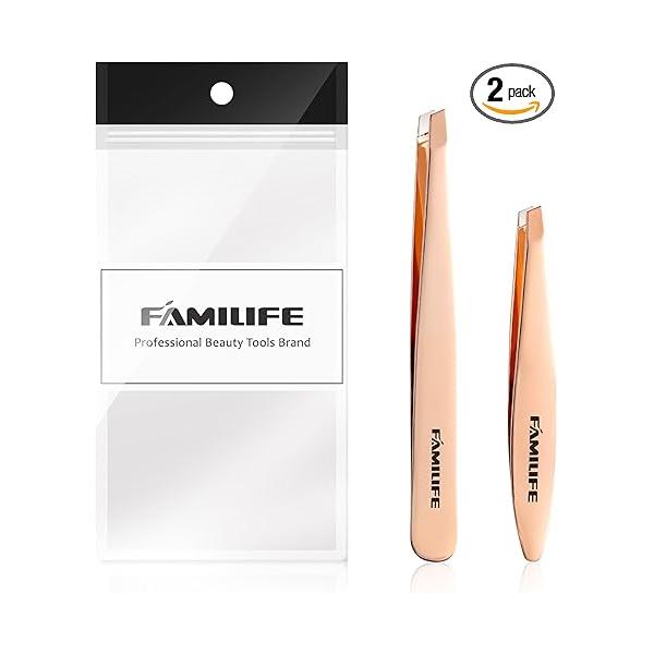 Precision Tweezers Set, Professional Stainless Steel Tweezer for Men and Women, 2 Pack Eyebrow Facial Hair, Chin, Ingrown Hair Removal (Rose Gold)