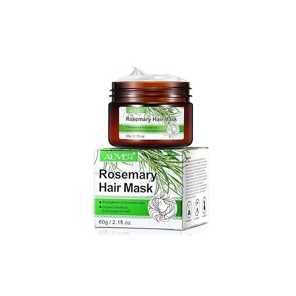 Rosemary Hair Masque, Treatment Oil, Repairs Damage Root, Essential Oil & Biotin Deep Treatment, Conditioner Suitable for Dry Damaged Hair-60g