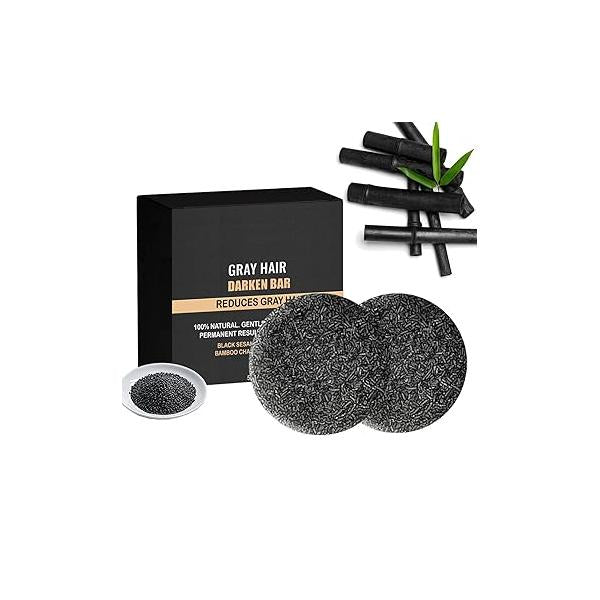 2-Pack Black Soap for Gray Hair Reverse Bar Shampoo Darkening and Volume Men Women