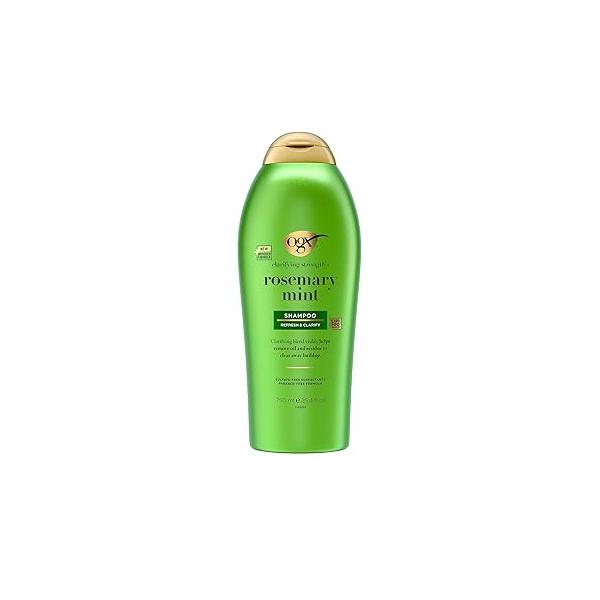 OGX Clarifying Strength + Rosemary Mint Shampoo, Shampoo for Oily Hair Visibly Helps Remove Oil & Residue to Clear Away Buildup, Sulfate-Free Surfactants, 25.4 fl. Oz
