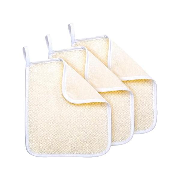 3 Pack Exfoliating Face and Body Wash Cloths Towel Weave Bath Cloth Scrub Soft Washcloth Massage for Women Man